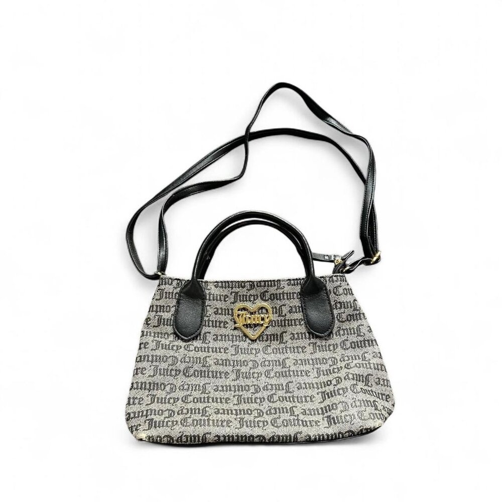Juicy Couture black and gray handbag with gold heart #y2k #glamour   Some scuffs